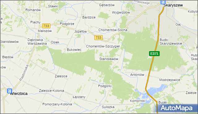 mapa Stanisławów gmina Skaryszew, Stanisławów gmina Skaryszew na mapie Targeo