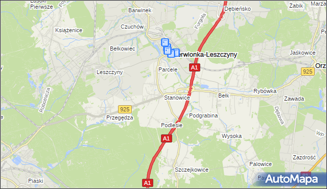 mapa Stanowice gmina Czerwionka-Leszczyny, Stanowice gmina Czerwionka-Leszczyny na mapie Targeo