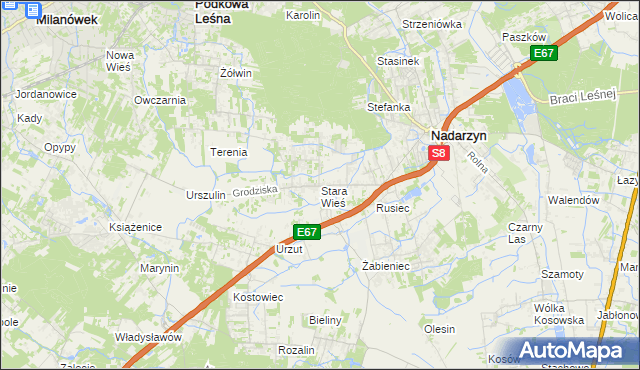 mapa Stara Wieś gmina Nadarzyn, Stara Wieś gmina Nadarzyn na mapie Targeo