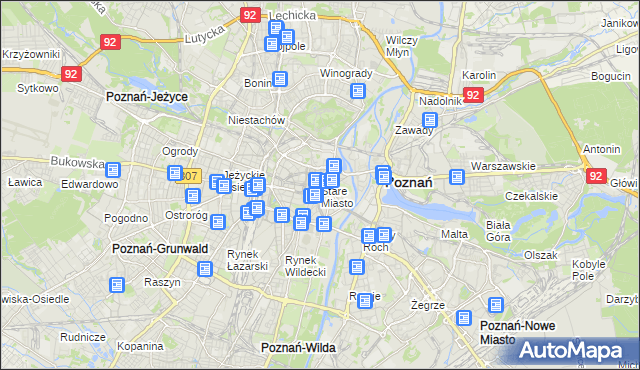 mapa Stare Miasto gmina Poznań, Stare Miasto gmina Poznań na mapie Targeo