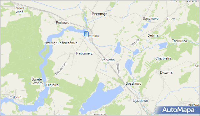 mapa Starkowo gmina Przemęt, Starkowo gmina Przemęt na mapie Targeo