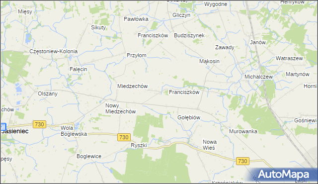 mapa Stefanków gmina Jasieniec, Stefanków gmina Jasieniec na mapie Targeo