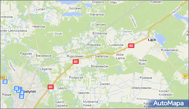 mapa Stefanów gmina Gostynin, Stefanów gmina Gostynin na mapie Targeo