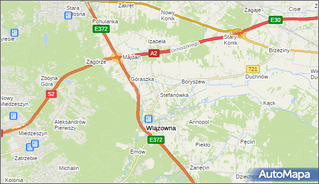 mapa Stefanówka gmina Wiązowna, Stefanówka gmina Wiązowna na mapie Targeo