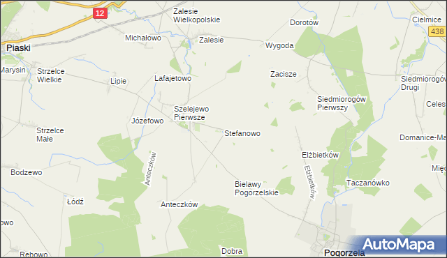 mapa Stefanowo gmina Piaski, Stefanowo gmina Piaski na mapie Targeo