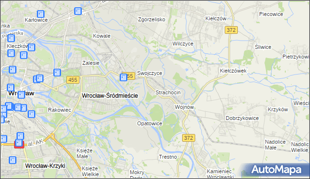 mapa Strachocin gmina Wrocław, Strachocin gmina Wrocław na mapie Targeo