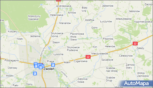 mapa Strykowice Błotne, Strykowice Błotne na mapie Targeo