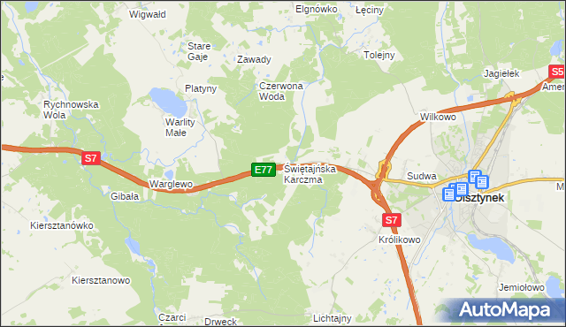 mapa Świętajńska Karczma, Świętajńska Karczma na mapie Targeo