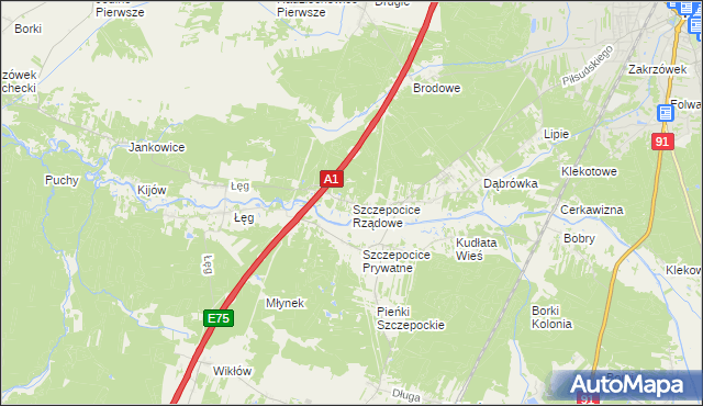 mapa Szczepocice Rządowe, Szczepocice Rządowe na mapie Targeo