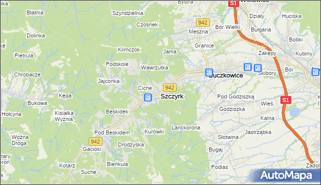 mapa Szczyrk, Szczyrk na mapie Targeo