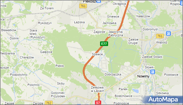 mapa Szewce gmina Sitkówka-Nowiny, Szewce gmina Sitkówka-Nowiny na mapie Targeo