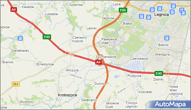 mapa Szymanowice gmina Krotoszyce, Szymanowice gmina Krotoszyce na mapie Targeo