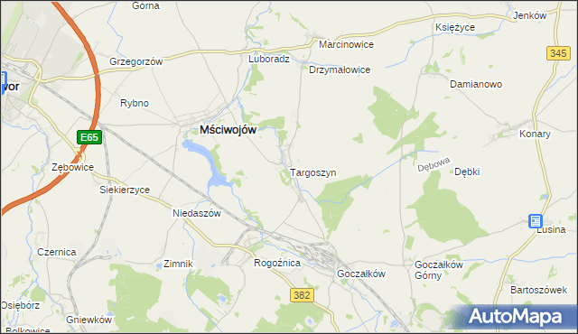 mapa Targoszyn, Targoszyn na mapie Targeo