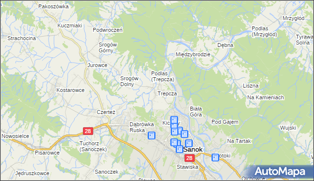 mapa Trepcza, Trepcza na mapie Targeo