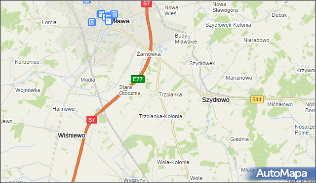 mapa Trzcianka gmina Szydłowo, Trzcianka gmina Szydłowo na mapie Targeo