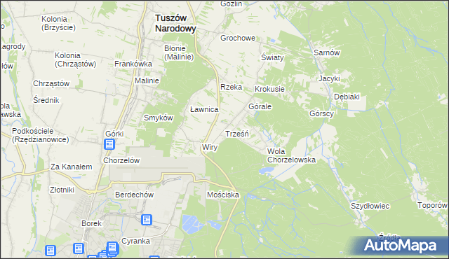 mapa Trześń gmina Mielec, Trześń gmina Mielec na mapie Targeo