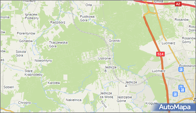 mapa Ustronie gmina Zgierz, Ustronie gmina Zgierz na mapie Targeo