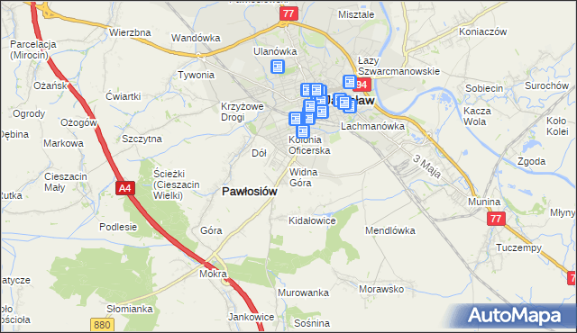 mapa Widna Góra, Widna Góra na mapie Targeo