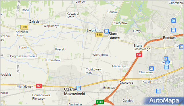 mapa Wieruchów, Wieruchów na mapie Targeo