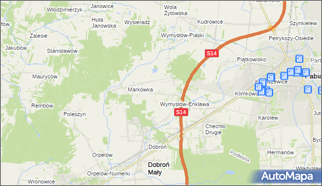 mapa Wincentów gmina Dobroń, Wincentów gmina Dobroń na mapie Targeo