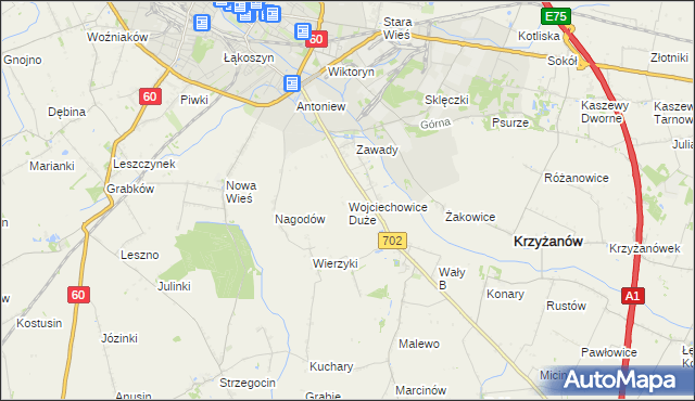 mapa Wojciechowice Duże, Wojciechowice Duże na mapie Targeo