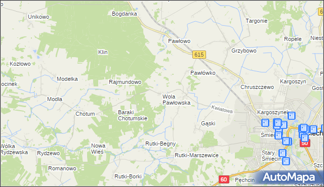 mapa Wola Pawłowska gmina Ciechanów, Wola Pawłowska gmina Ciechanów na mapie Targeo