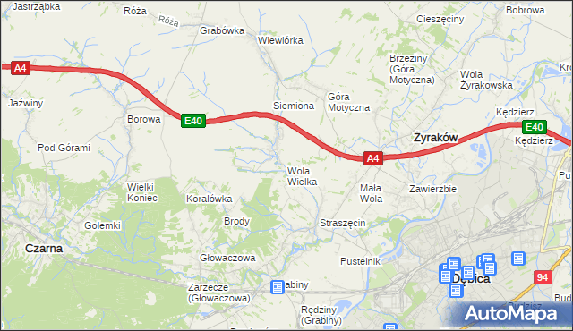 mapa Wola Wielka gmina Żyraków, Wola Wielka gmina Żyraków na mapie Targeo