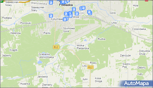 mapa Wólka Plebańska gmina Biała Podlaska, Wólka Plebańska gmina Biała Podlaska na mapie Targeo