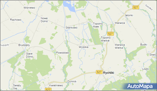 mapa Wysoka gmina Rychliki, Wysoka gmina Rychliki na mapie Targeo