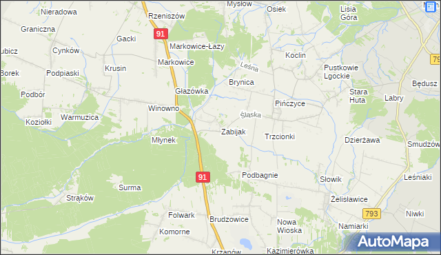 mapa Zabijak gmina Koziegłowy, Zabijak gmina Koziegłowy na mapie Targeo