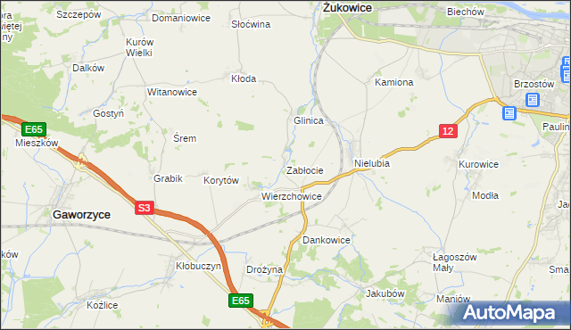 mapa Zabłocie gmina Żukowice, Zabłocie gmina Żukowice na mapie Targeo