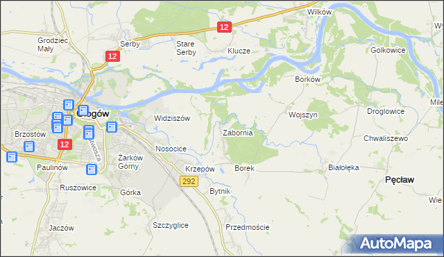 mapa Zabornia gmina Głogów, Zabornia gmina Głogów na mapie Targeo