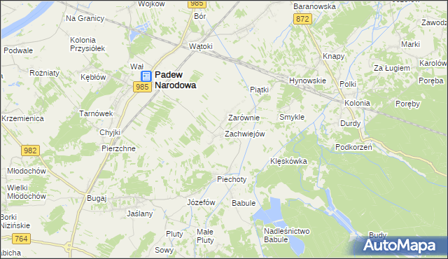 mapa Zachwiejów, Zachwiejów na mapie Targeo