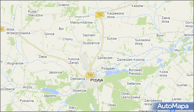 mapa Zameczek gmina Przytyk, Zameczek gmina Przytyk na mapie Targeo