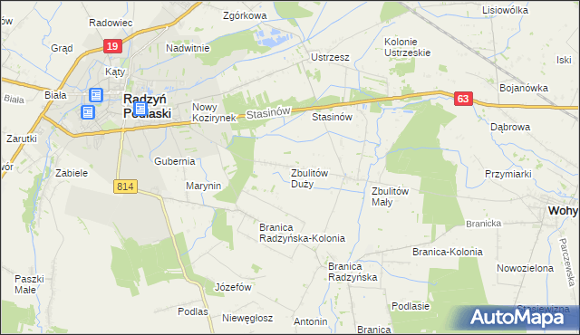 mapa Zbulitów Duży, Zbulitów Duży na mapie Targeo