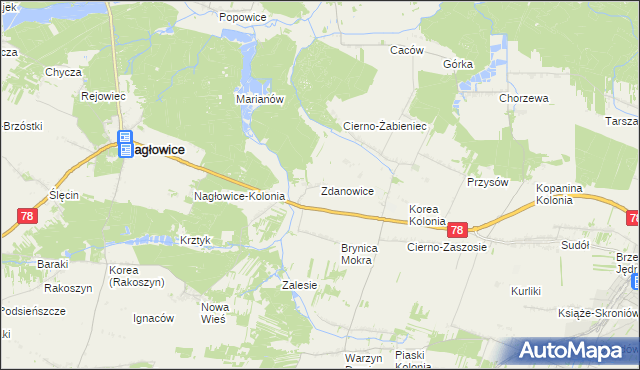 mapa Zdanowice, Zdanowice na mapie Targeo