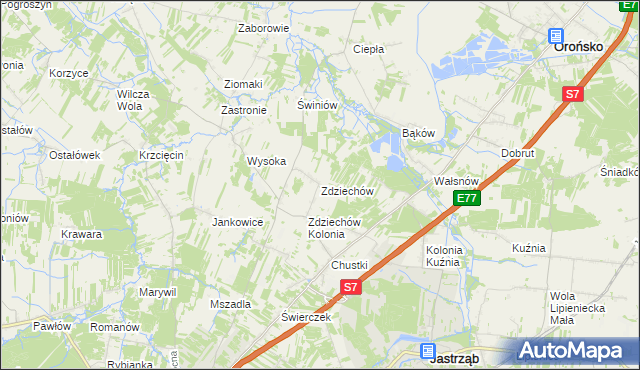 mapa Zdziechów gmina Szydłowiec, Zdziechów gmina Szydłowiec na mapie Targeo