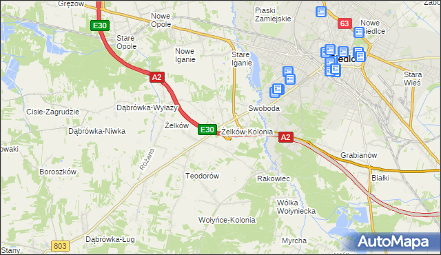 mapa Żelków-Kolonia, Żelków-Kolonia na mapie Targeo