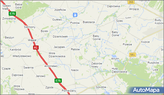 mapa Zieleniec gmina Gostynin, Zieleniec gmina Gostynin na mapie Targeo