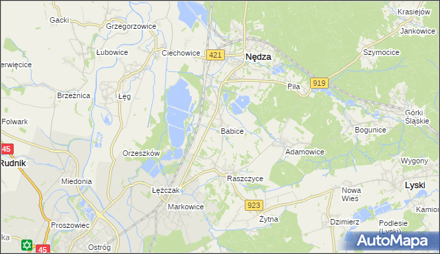 mapa Babice gmina Nędza, Babice gmina Nędza na mapie Targeo