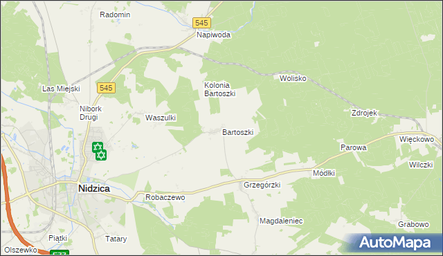 mapa Bartoszki, Bartoszki na mapie Targeo