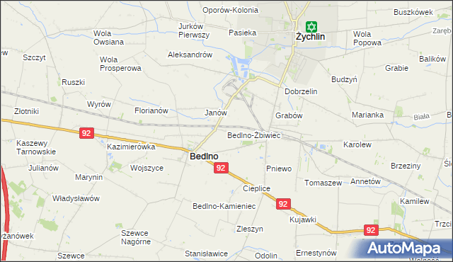 mapa Bedlno-Żbiwiec, Bedlno-Żbiwiec na mapie Targeo