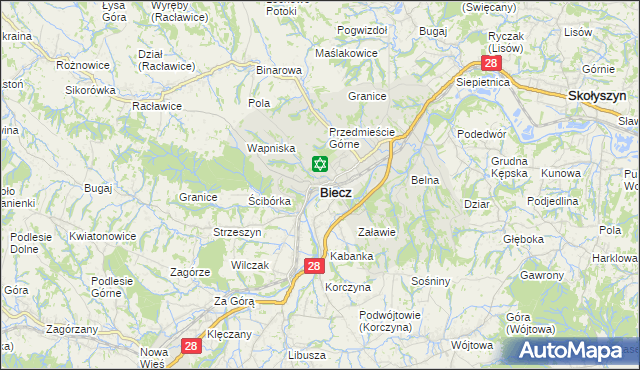 mapa Biecz powiat gorlicki, Biecz powiat gorlicki na mapie Targeo