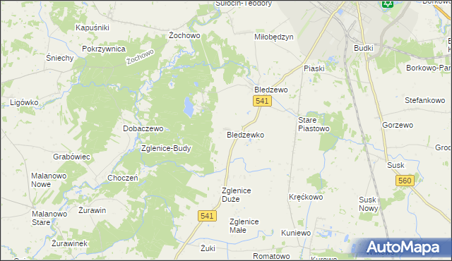 mapa Bledzewko, Bledzewko na mapie Targeo