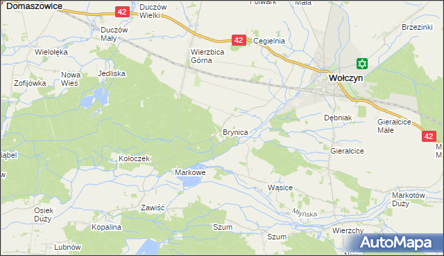 mapa Brynica gmina Wołczyn, Brynica gmina Wołczyn na mapie Targeo