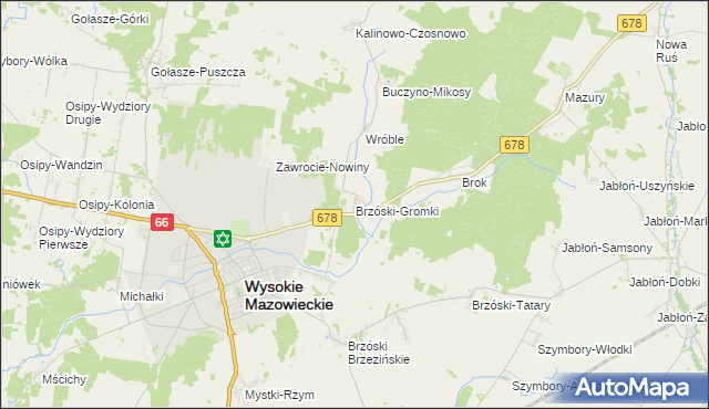 mapa Brzóski-Gromki, Brzóski-Gromki na mapie Targeo