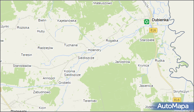 mapa Brzozowiec gmina Dubienka, Brzozowiec gmina Dubienka na mapie Targeo