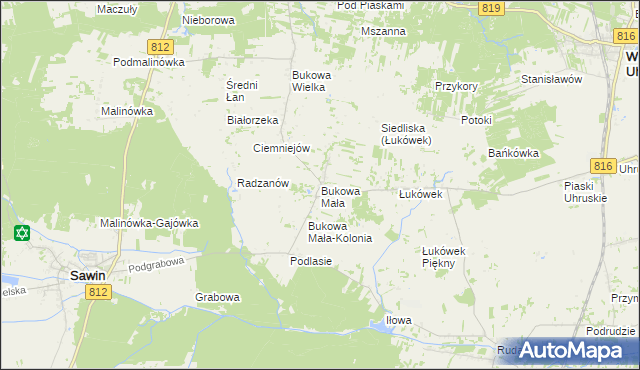 mapa Bukowa Mała, Bukowa Mała na mapie Targeo