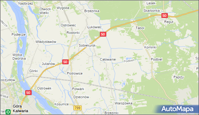 mapa Całowanie, Całowanie na mapie Targeo