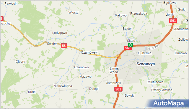 mapa Chojnowo gmina Szczuczyn, Chojnowo gmina Szczuczyn na mapie Targeo